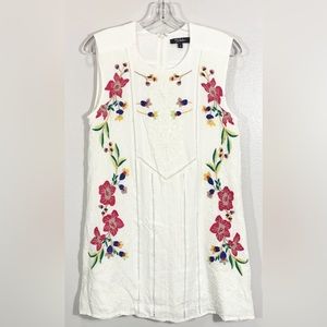 Anthropologie Rayon Spring White RD & Koko floral dress Embroidered Boho Sz S